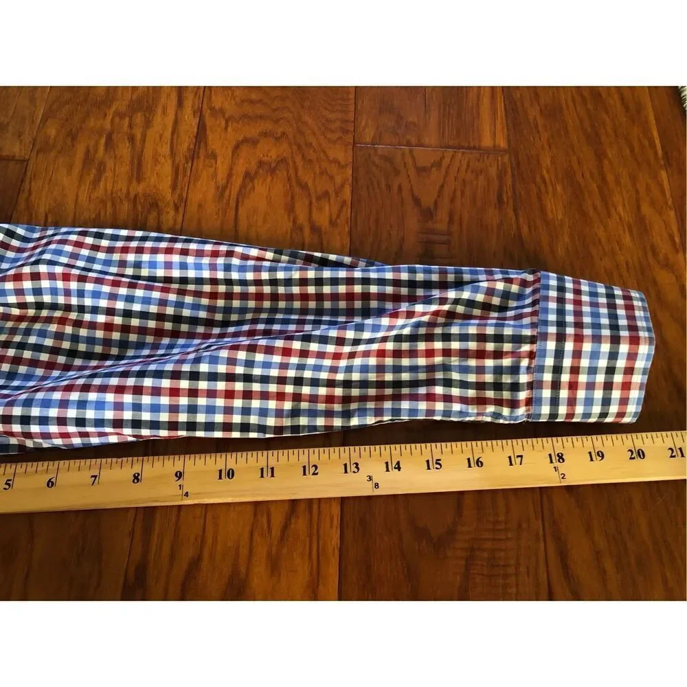 BANANA REPUBLIC 120s SUPIMA COTTON Plaid Multi Button up Shirt SZ M